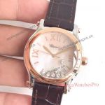 Chopard Happy Diamonds Watch Replica - Pink Mop Dial With Brown Leather Strap